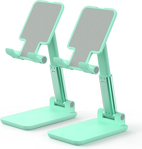Miniatura 19 de Soporte para teléfono celular, soporte ajustable en ángulo y altura para escritorio, plegable y portátil, almohadilla antideslizante de silicona,