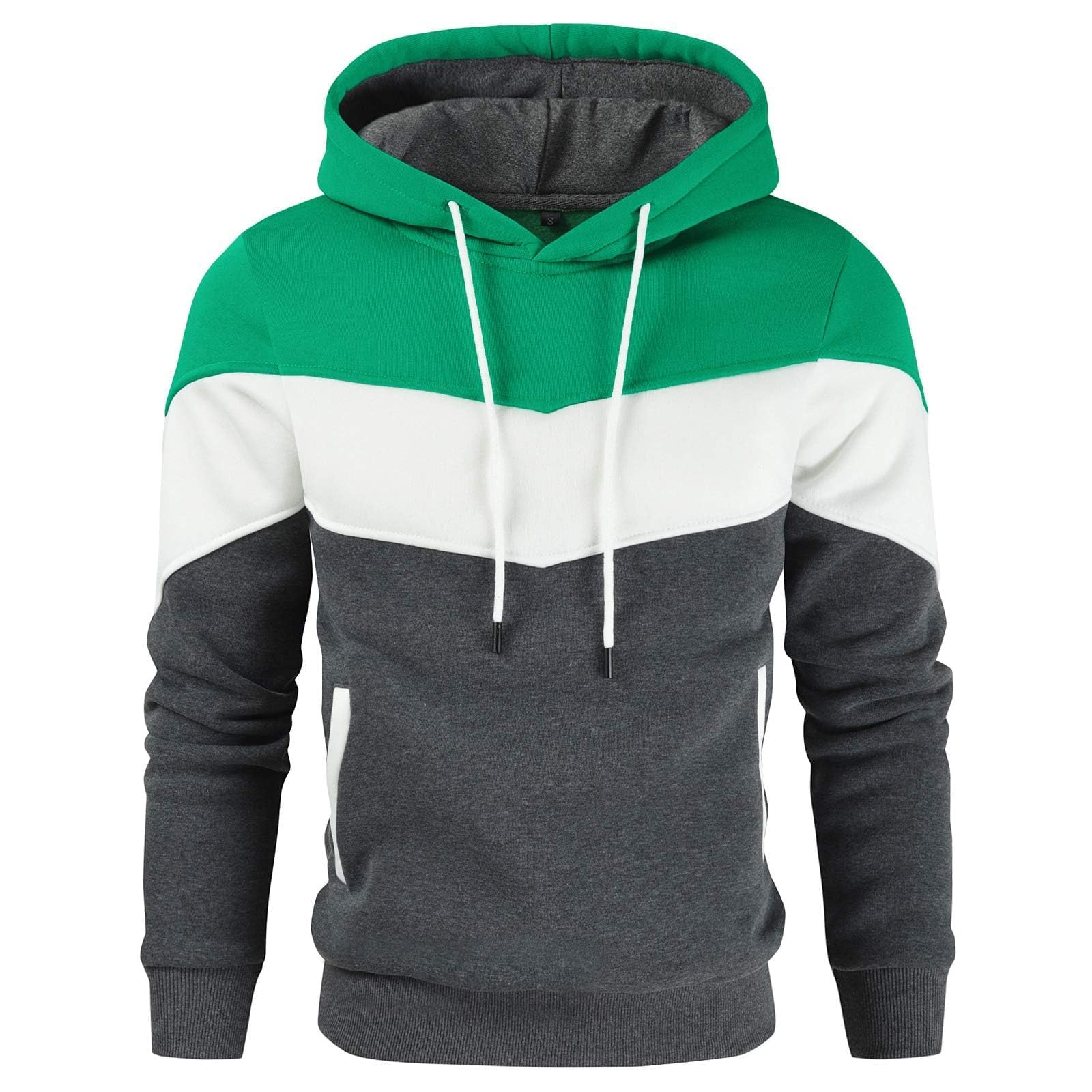 Men's Novelty Color Block Pullover Fleece Hoodie Casual Sweatshirt