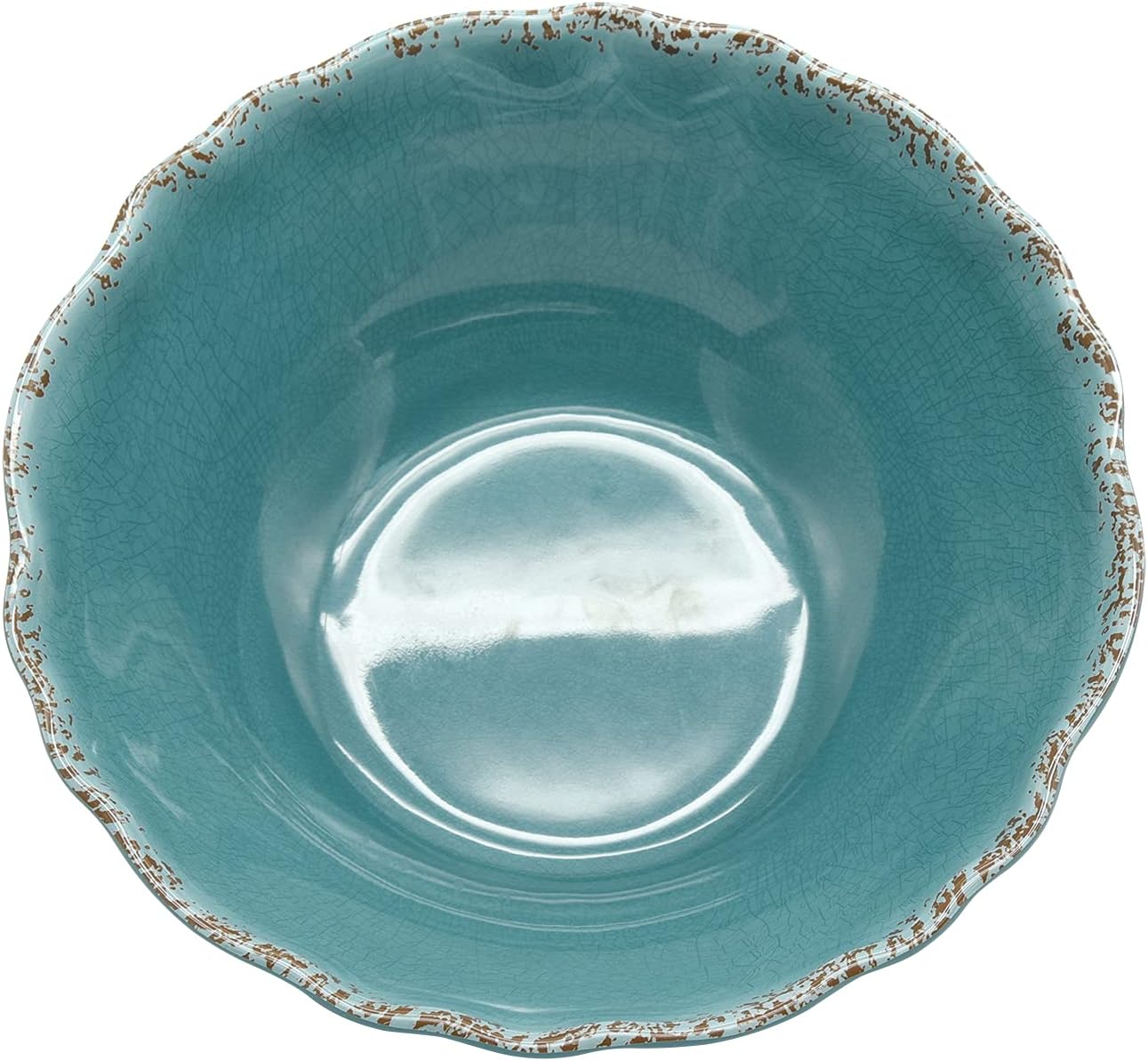 Gourmet Art Crackle 100% Melamine 12" Salad, Mixing, Pasta Serving Bowl Aquamarine Blue
