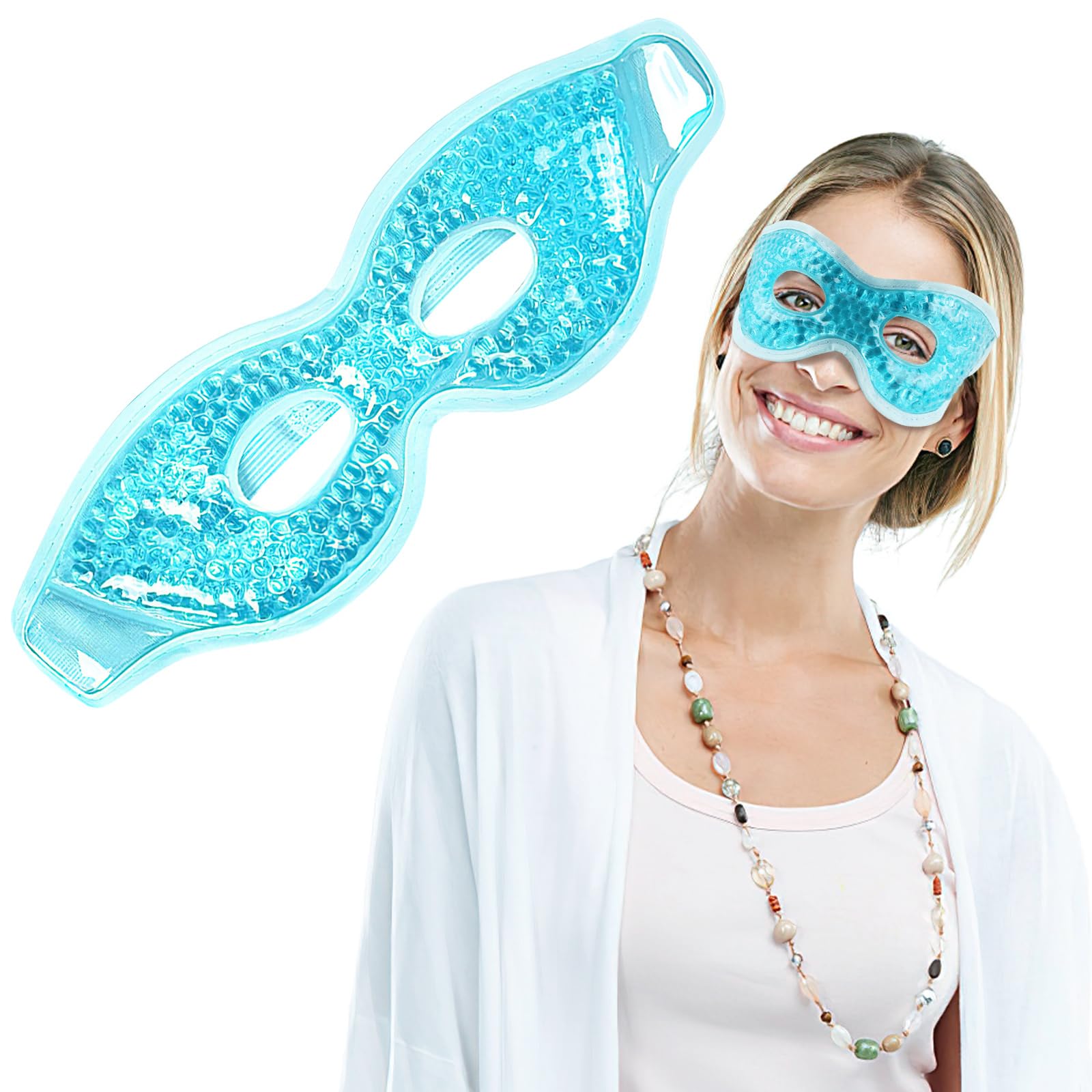Máscara de Gel para Ojos, ZoneYan Máscara de Gel Frío o Caliente para Ojos, Antifaz Gel Frio Ojos, Mascarilla Refrescante para los Ojos para Ojos Hinchados, Ojeras, Dolores de Cabeza y Migrañas