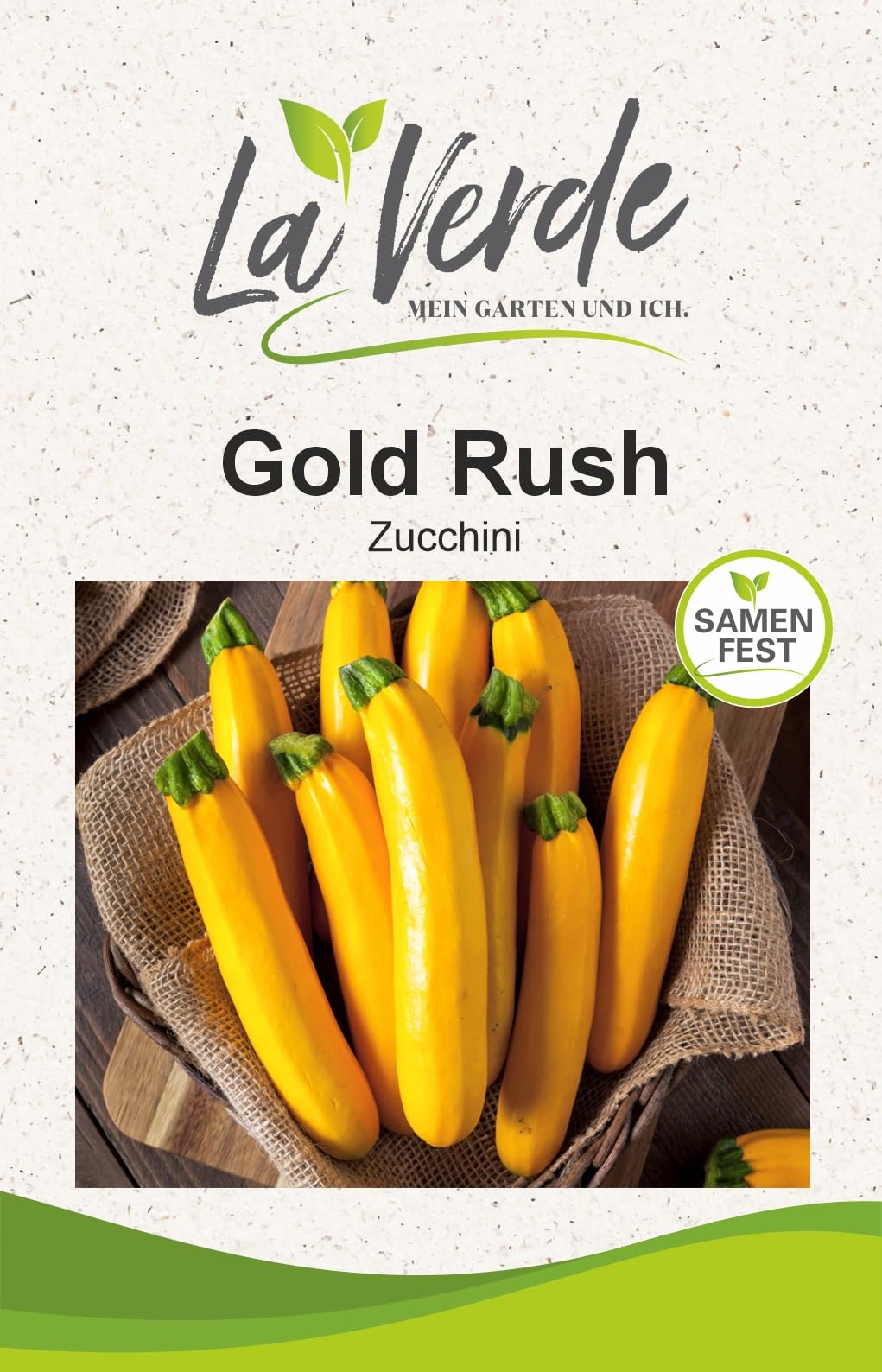 La Verde MEIN GARTEN UND ICH. Gold Rush Zucchini Samen für ca. 8–10 Pflanzen, Fruchtgemüse, saftig und aromatisch, Saatgut ohne Gentechnik