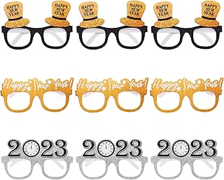 ABOOFAN 2023 New Year Party Eyeglasses Fancy New Year Party Glasses Christmas Party Glasses Celebration Party Favors for 2023 New Years Eve Party Decorations, 9Pcs