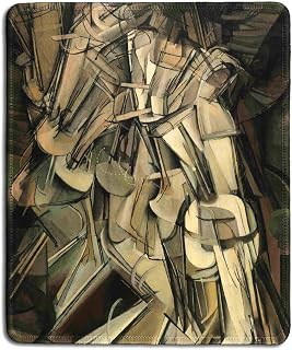 dealzEpic - Art Mousepad - Natural Rubber Mouse Pad with Famous Fine Art Painting of Nude Descending a Staircase No. 2 by Marcel Duchamp - Stitched Edges - 9.5x7.9 inches