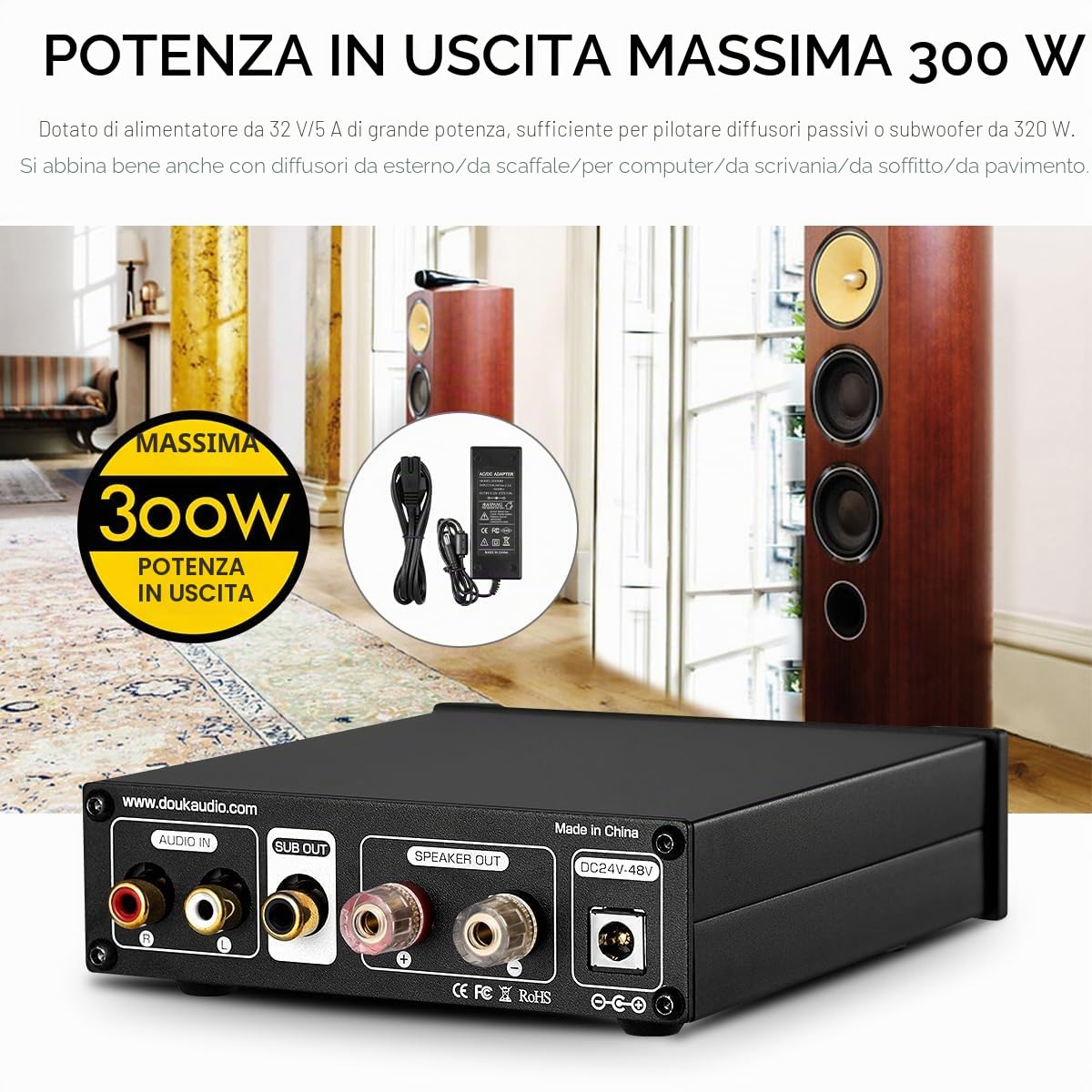 Nobsound G2 PRO - Mini Amplificatore di potenza 300 W Mini HiFi Subwoofer/Full-Frequency Mono