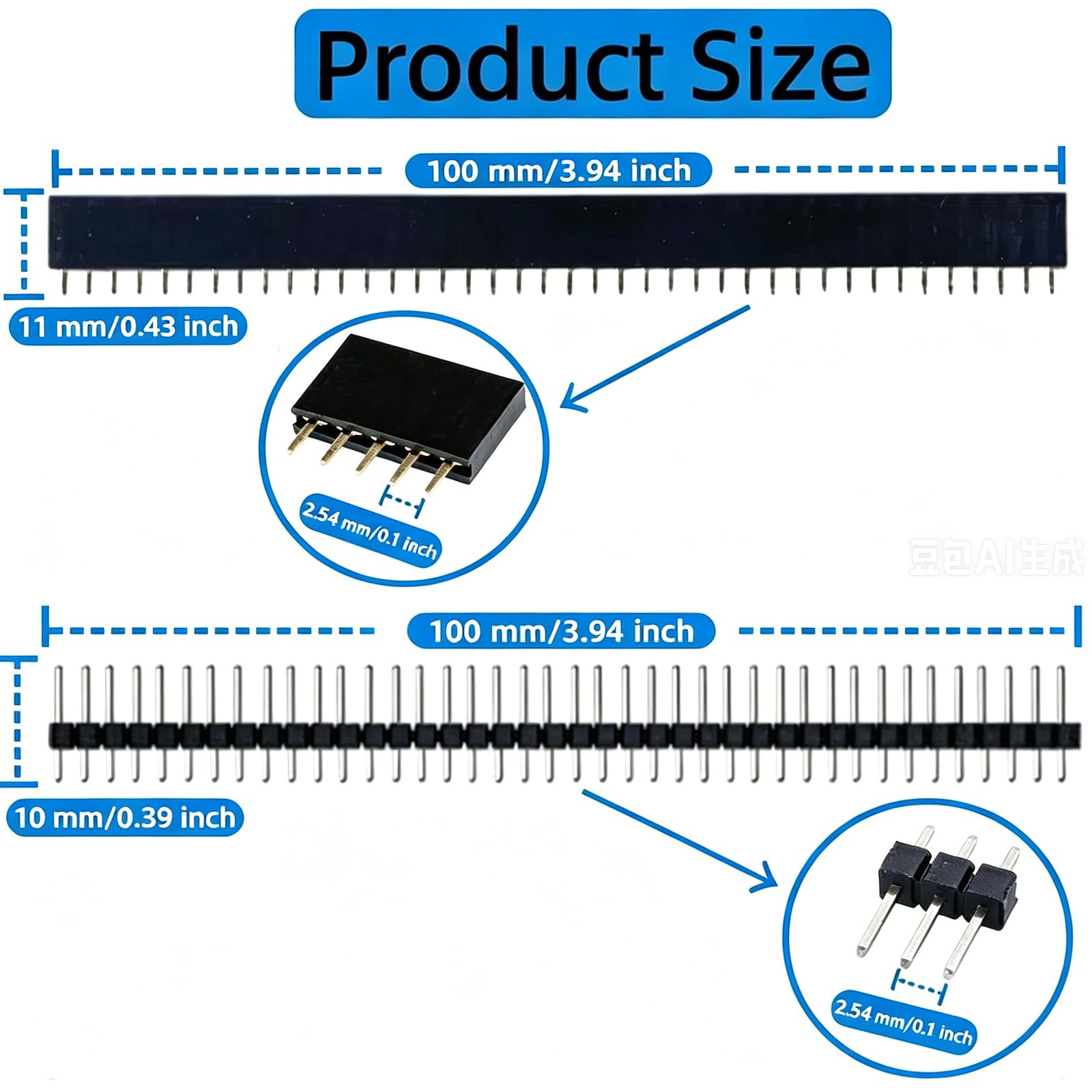 A★ 40PCS 2.54MM Male and Female Header Pin,40Pin Breakaway PCB Board