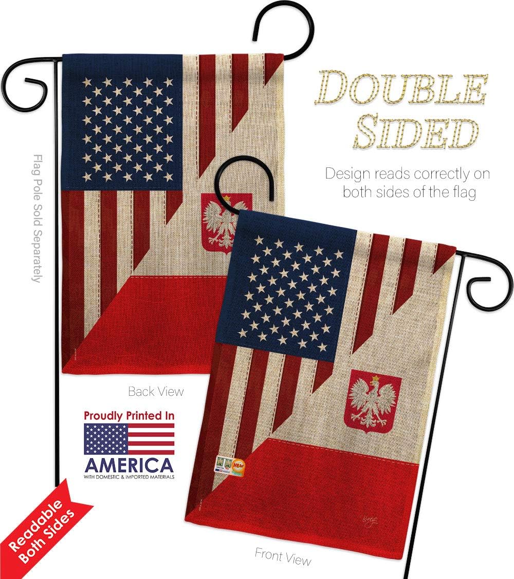 US Polish Friendship Garden Flags 2pcs Pack Regional USA American Alliance World Country Particular Area Small Decorative Gift Yard House Banner Double-Sided Made In 13 X 18.5