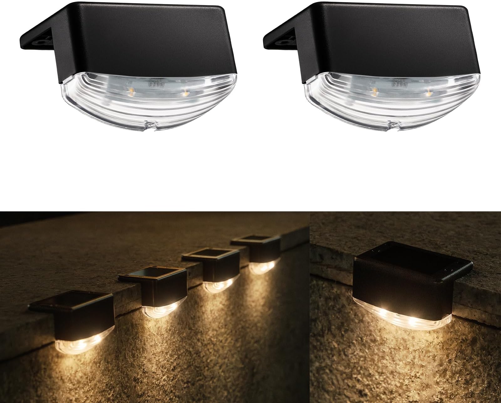 Lacoco Solar Deck Lights 6 Pack [ Large Size ], RGB Lock& Warm White