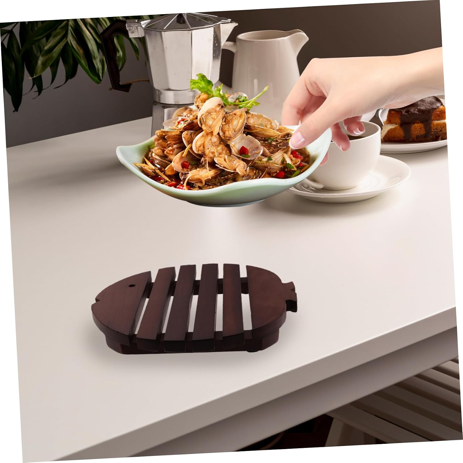 Wooden Fish Shape Trivet Kitchen Gadget for Hot Dishes Xmas image 4