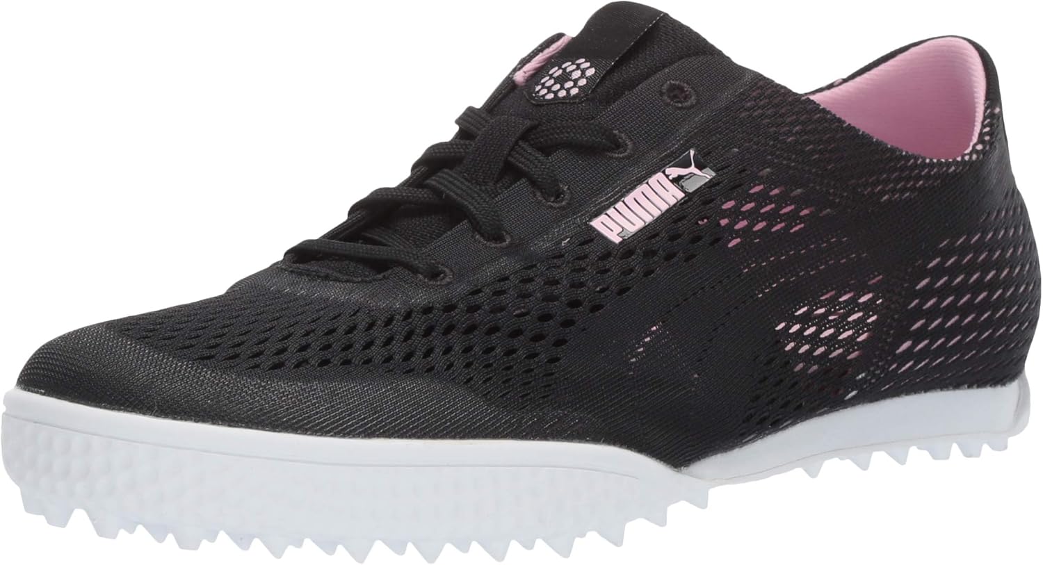 Puma Golf Women's Monolite Cat Woven Golf Shoe, Puma BlackPale Pink, 5