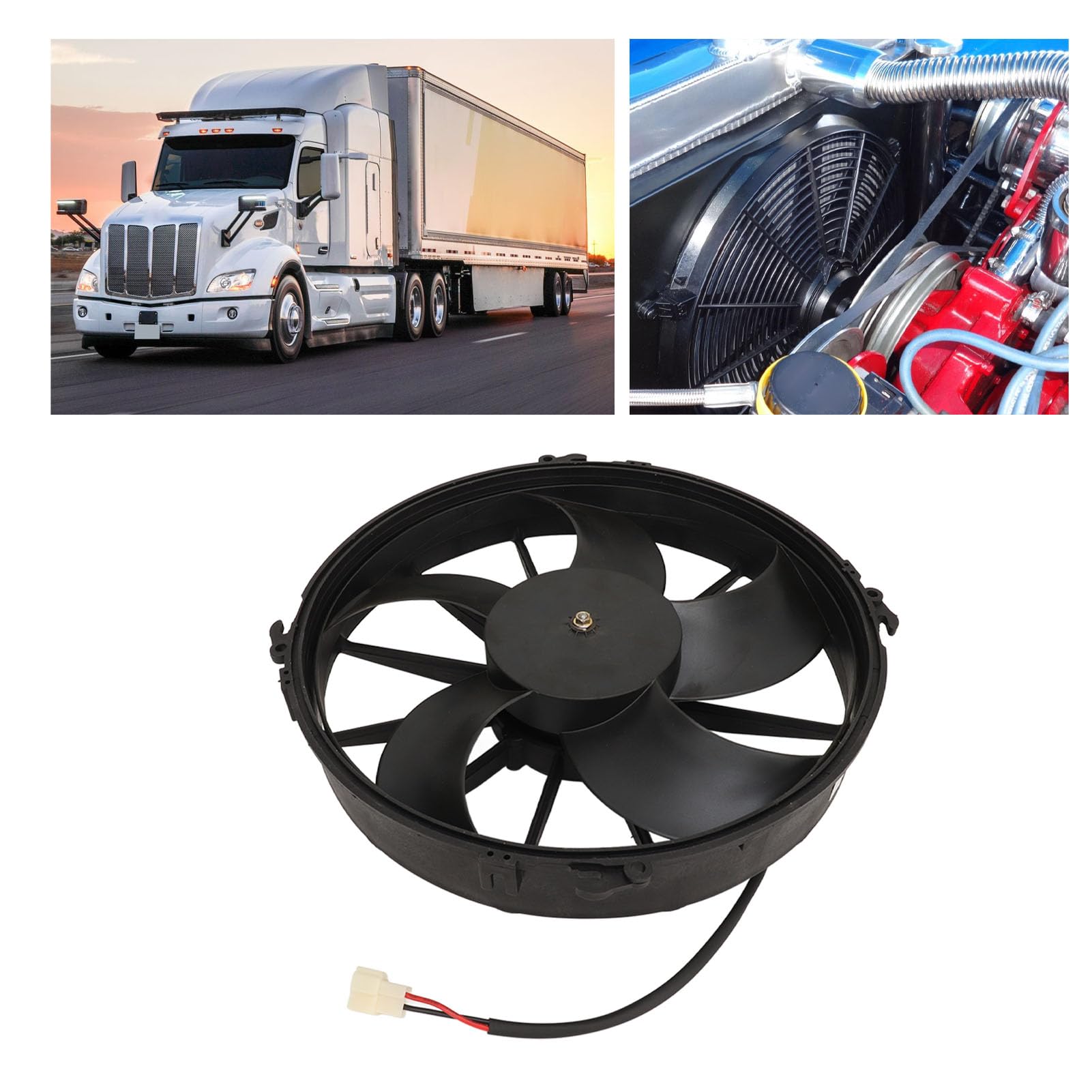 Cocoarm Wentylator Skraplacza Samochodowego AC, Ultracienki Wentylator Klimatyzatora 24 V z zakrzywioną konstrukcją z 5 Ostrzami, łatwy montaż za pomocą Zacisku, do Samochodów Osobowych i Ciężarówek