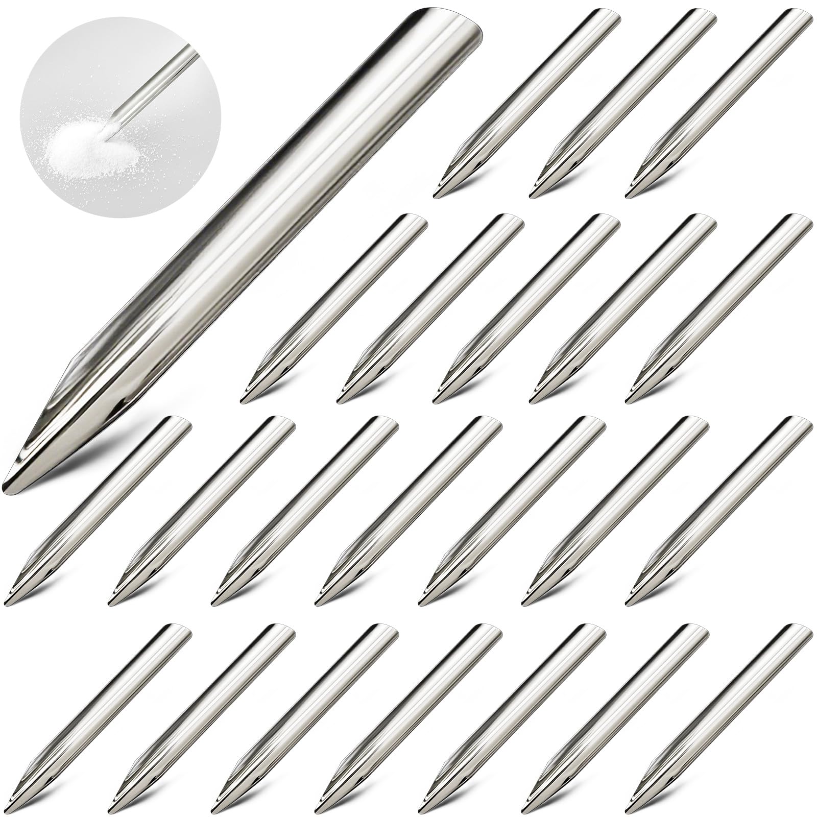 Zonon 24 Pcs 6 Inch Lab Spatula Stainless Steel Bead Scoop Round Pointed
