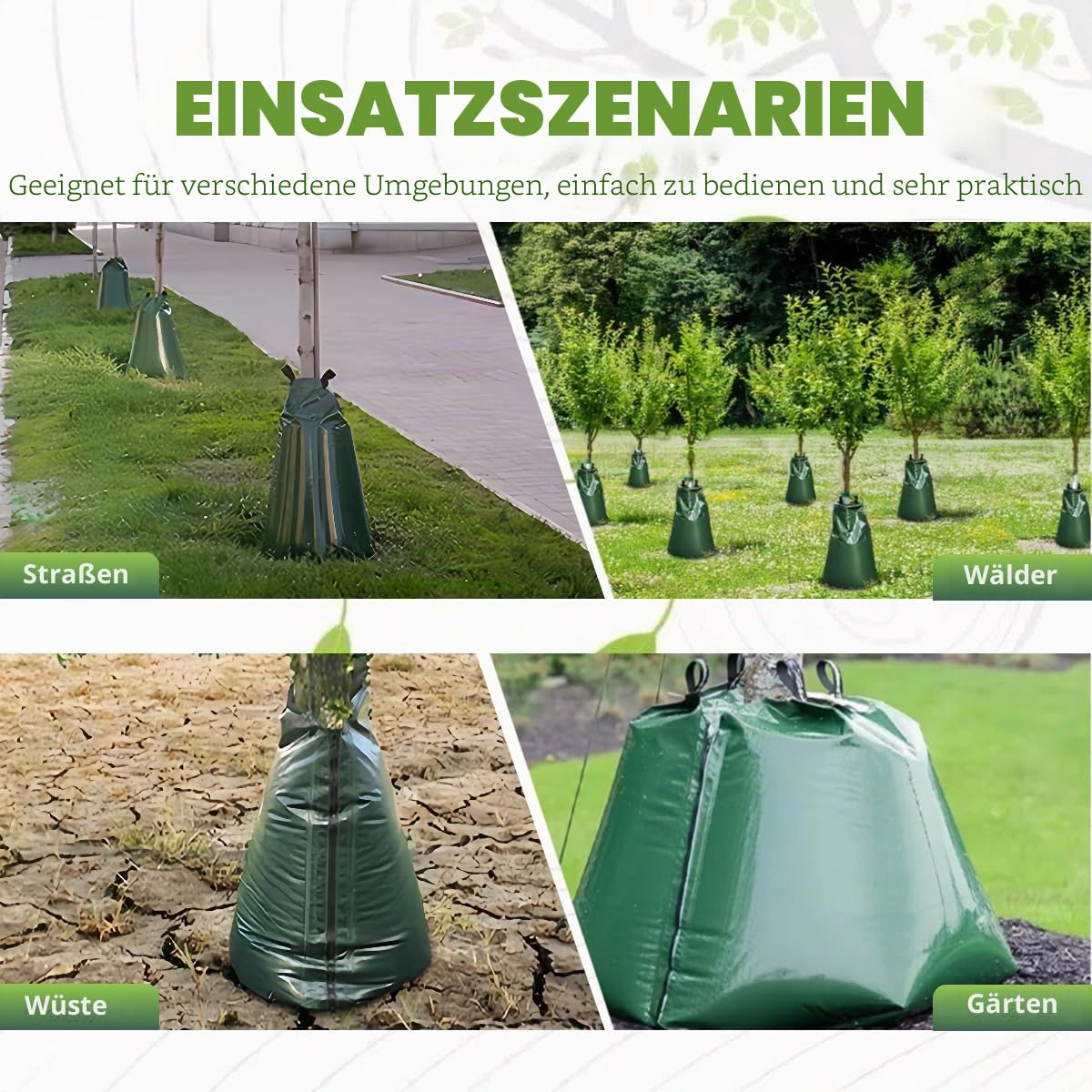 Baumbewässerungssack,Wassersack für Bäume, Baumbewässerungsbeutel, Bewässerungssack mit Reißverschluss, Robust und Wetterbeständig für Kleine und Große Bäume Jungbäume und Sträucher, 2STK, 75 L