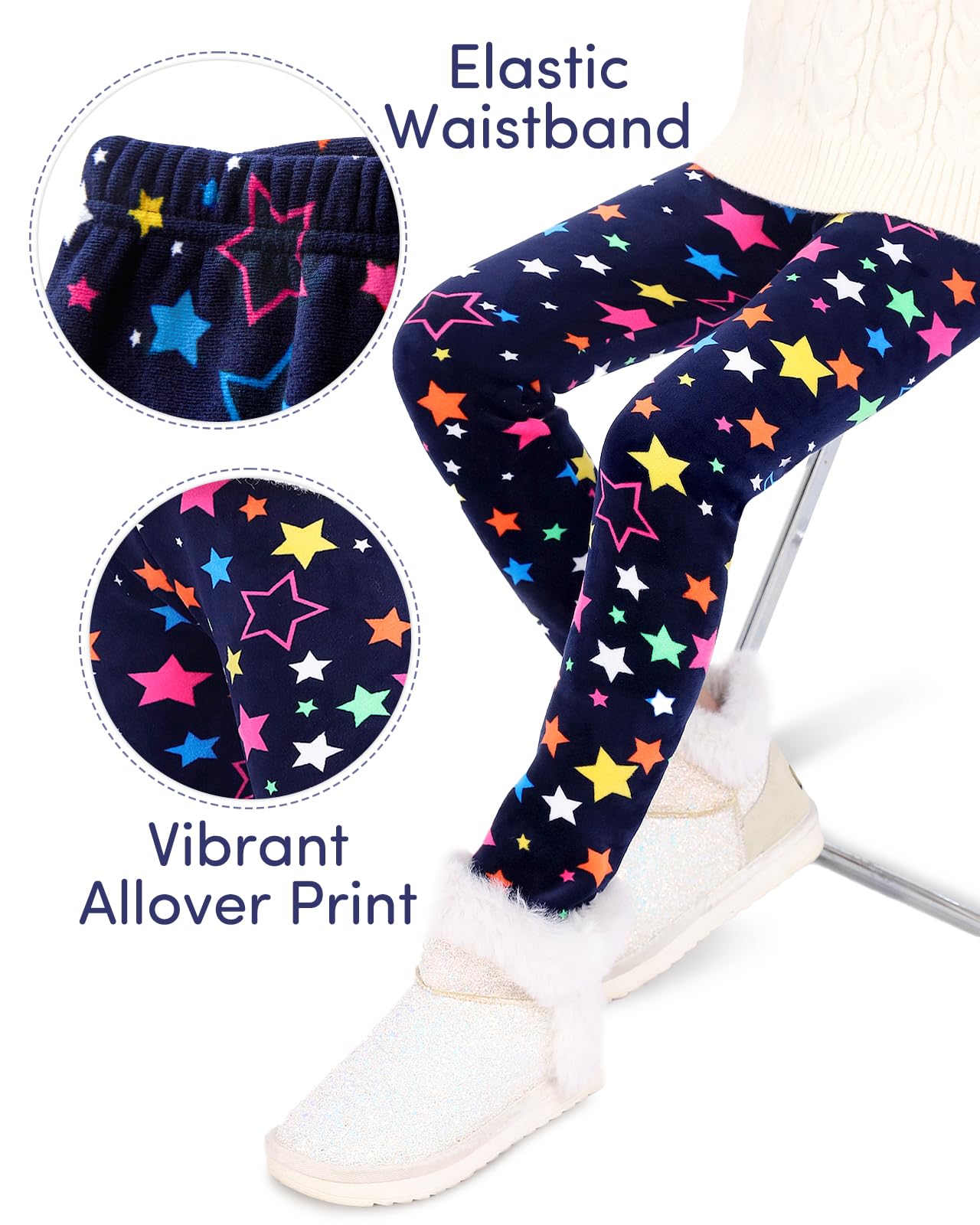 Domee Leggings Felpati Pantaloni Invernali Termici Bambina Pacco da 2