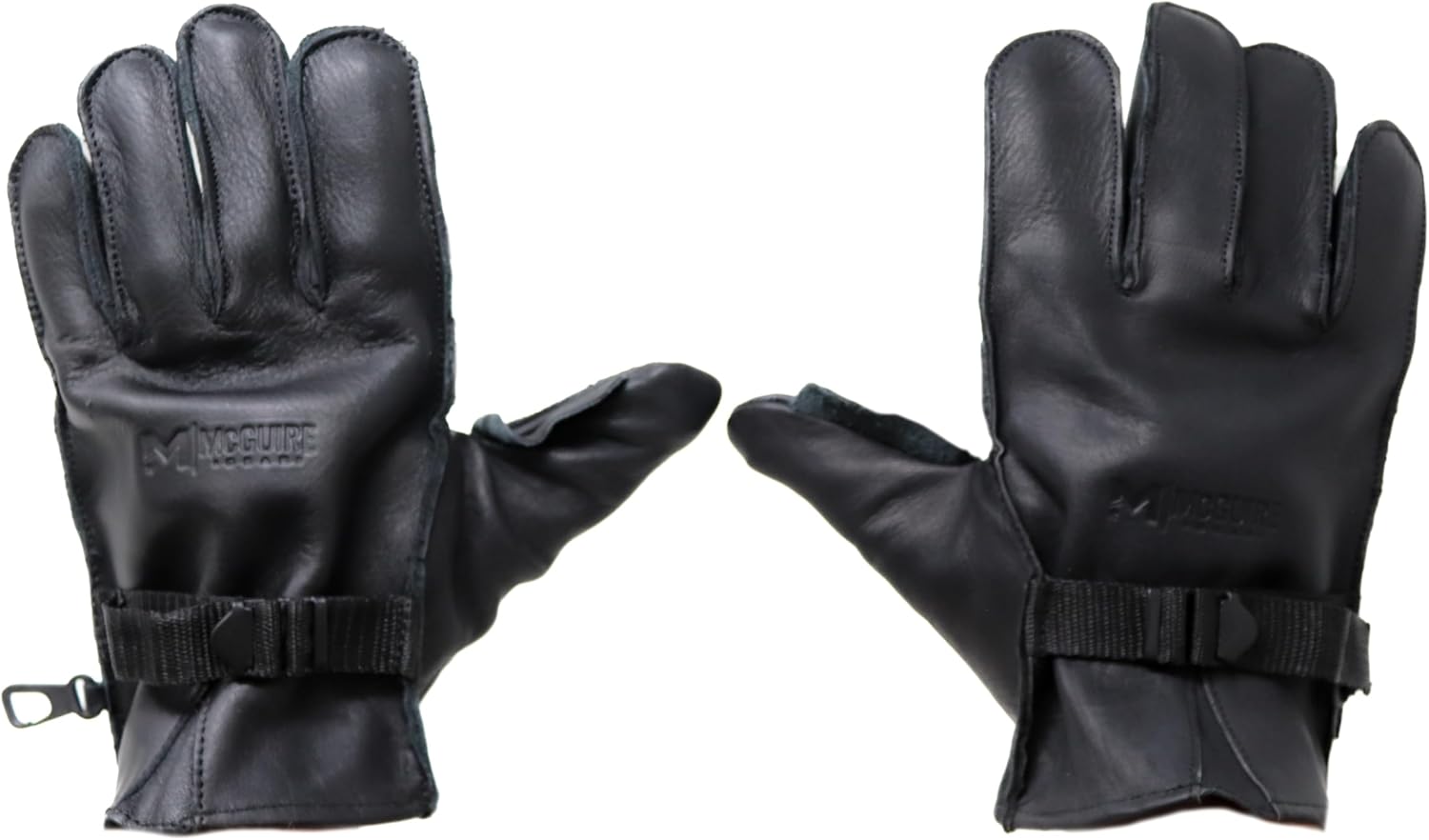 M MCGUIRE GEAR GI Style D-3A Flexor Leather Black Gloves, Heavy Duty Airsoft, Mechanic, Construction & Safety Work Gloves