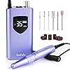 Lavinda Professional Nail Drill 35000 RPM, Cordless Electric Nail File Efile for Acrylic and Gel Nails, Manicure Pedicure Polishing Tool for Salon and Home Use Purple