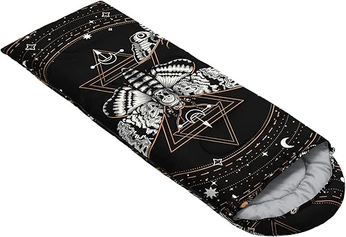 Miniatura 3 de HOSIMA Saco de dormir de mariposa para adultos y niños para campamento, saco de dormir ultraligero gótico negro para clima frío y verano.