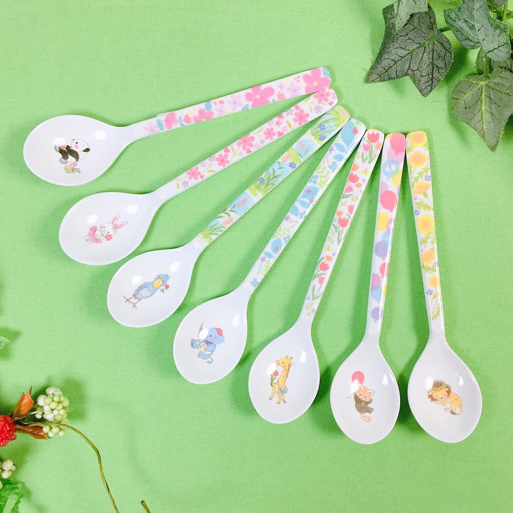 Amazon | 智光 】 かわいい 動物 たち メラミン スプーン 7点セット  