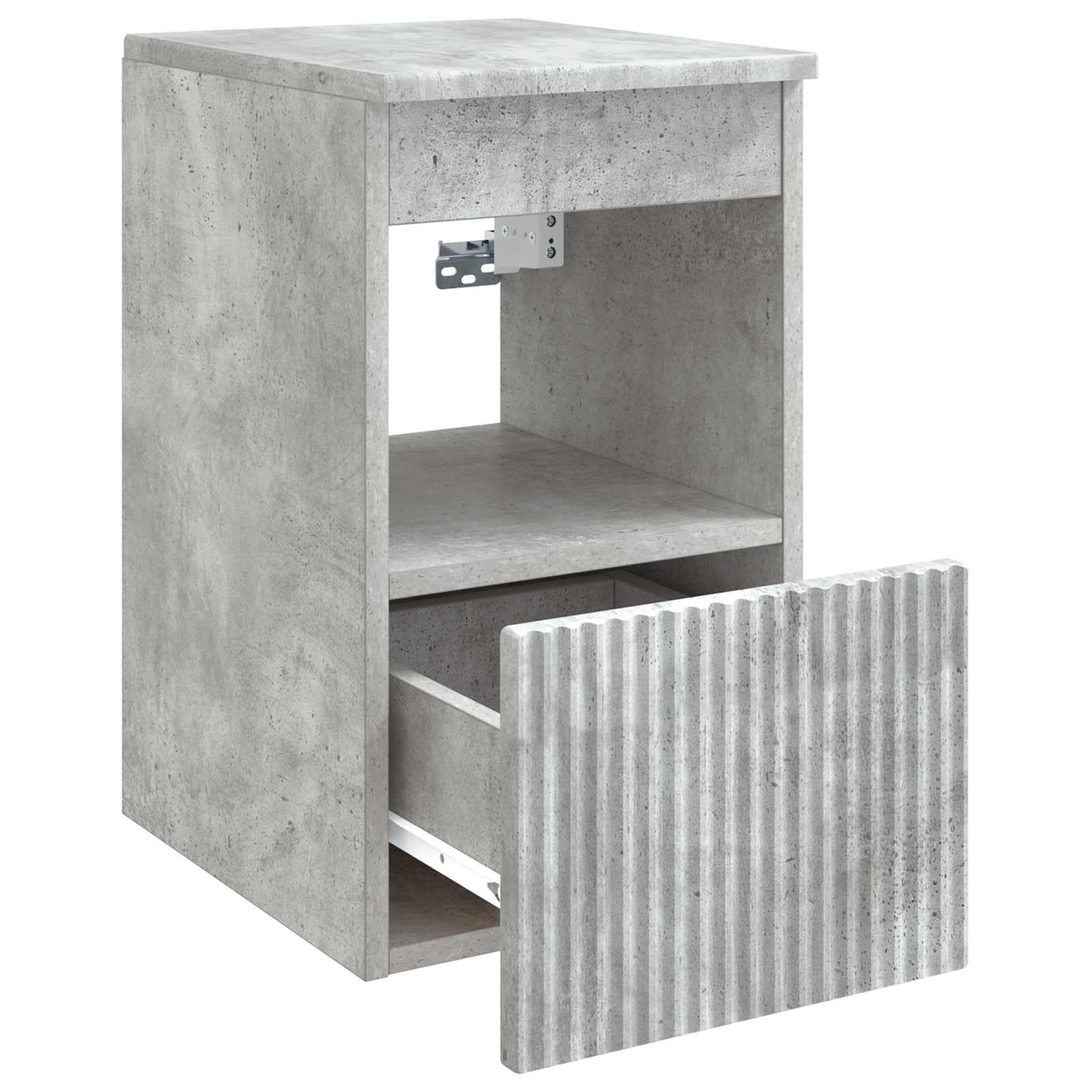 Szafka łazienkowa, betonowa, szara, z materiału drewnopochodnego, 30 x 41 x 50 cm, z miejscem do przechowywania, drzwiami, regałem i półką do łazienki, szafka pod umywalkę, meble łazienkowe