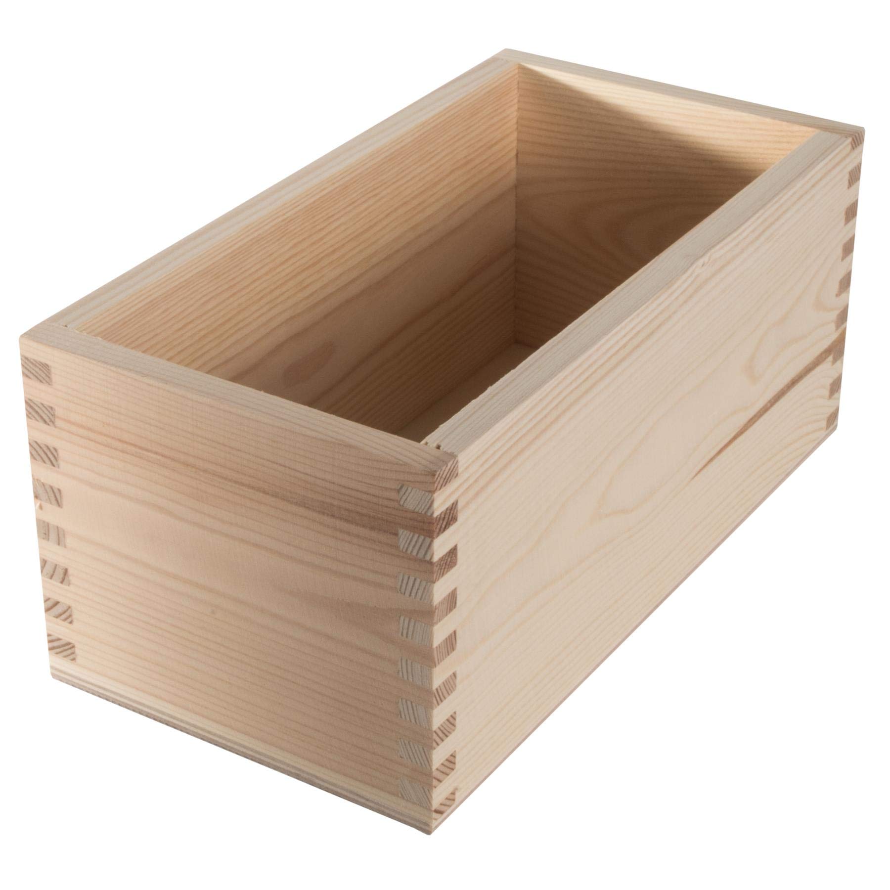 WooDeeDoo Wooden Desk Storage Box – Unfinished Pine Open Top Organiser for Pens Crayons Brushes or Art Supplies Lidless Container for Office Craft or Classroom Use – 23.5 x 12.5 x 10.5 cm