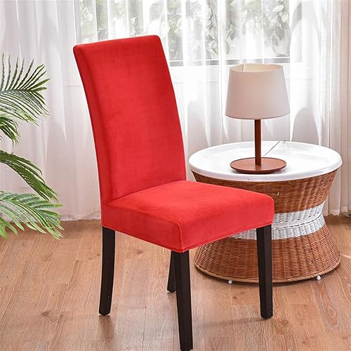 Lifup Juego de 2 fundas de terciopelo para sillas de comedor, elásticas, suaves, lavables, para el hogar, hotel, banquete, color rojo, 2 unidades