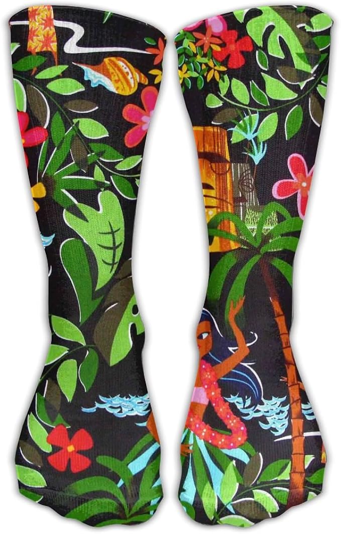 Men Women Hawaiian Print Cotton Crew Athletic Sock Casual Socks at Amazon Men’s Clothing store