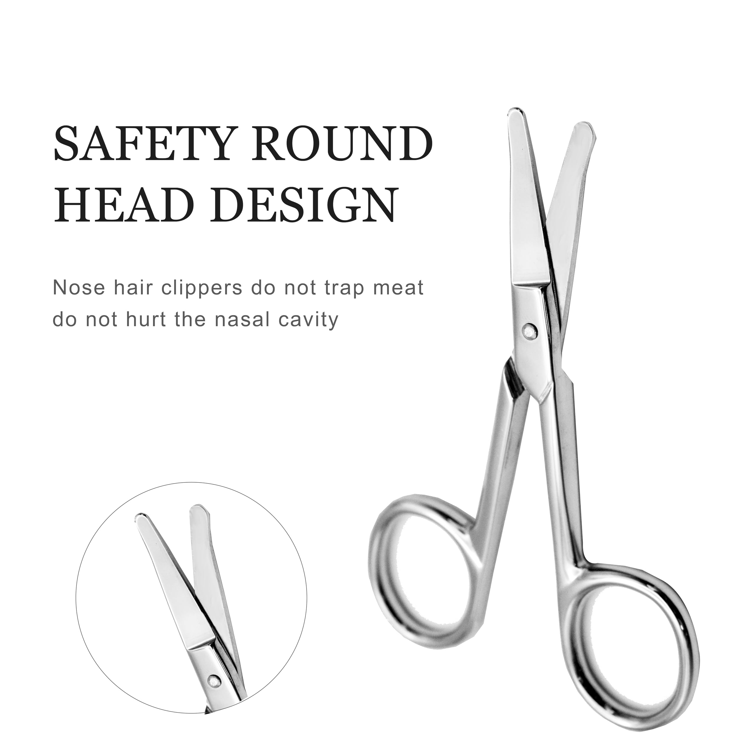 Premium Nose Hair Scissors, Curved Safety Blades with Rounded Tip for Trimming Small Details Facial Hair, Ear Hair, Eyebrow, SUNDEN SD1257