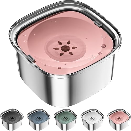 UPSKY Tazón de agua para perros de 3L, 101 onzas, de acero inoxidable, gran capacidad, sin derrame, tazón de agua para comida de perro, alimentador