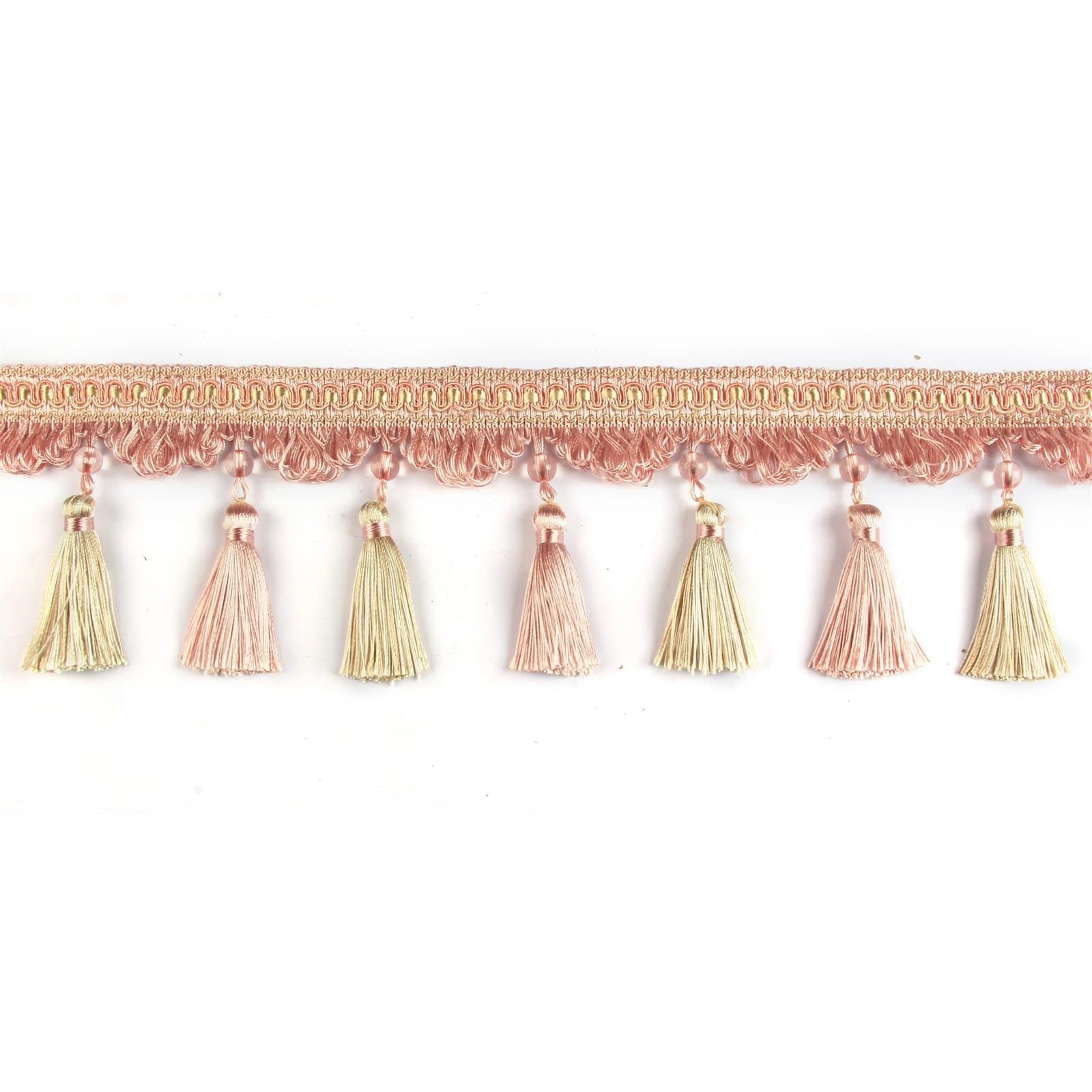 Lamówka z frędzlami do zasłon, DIY Koronkowa frędzla z frędzlami koralików 4 cale wielokolorowa rolka 3M lub 6M(Pink,6M)