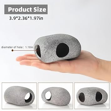 Stackable Aquarium Decoration Rock Caves Hideaway for Shrimp Cichlid Hiding Breeding Spawning Ceramic Fish Tank Hideout Cave Stone Ornaments (L)