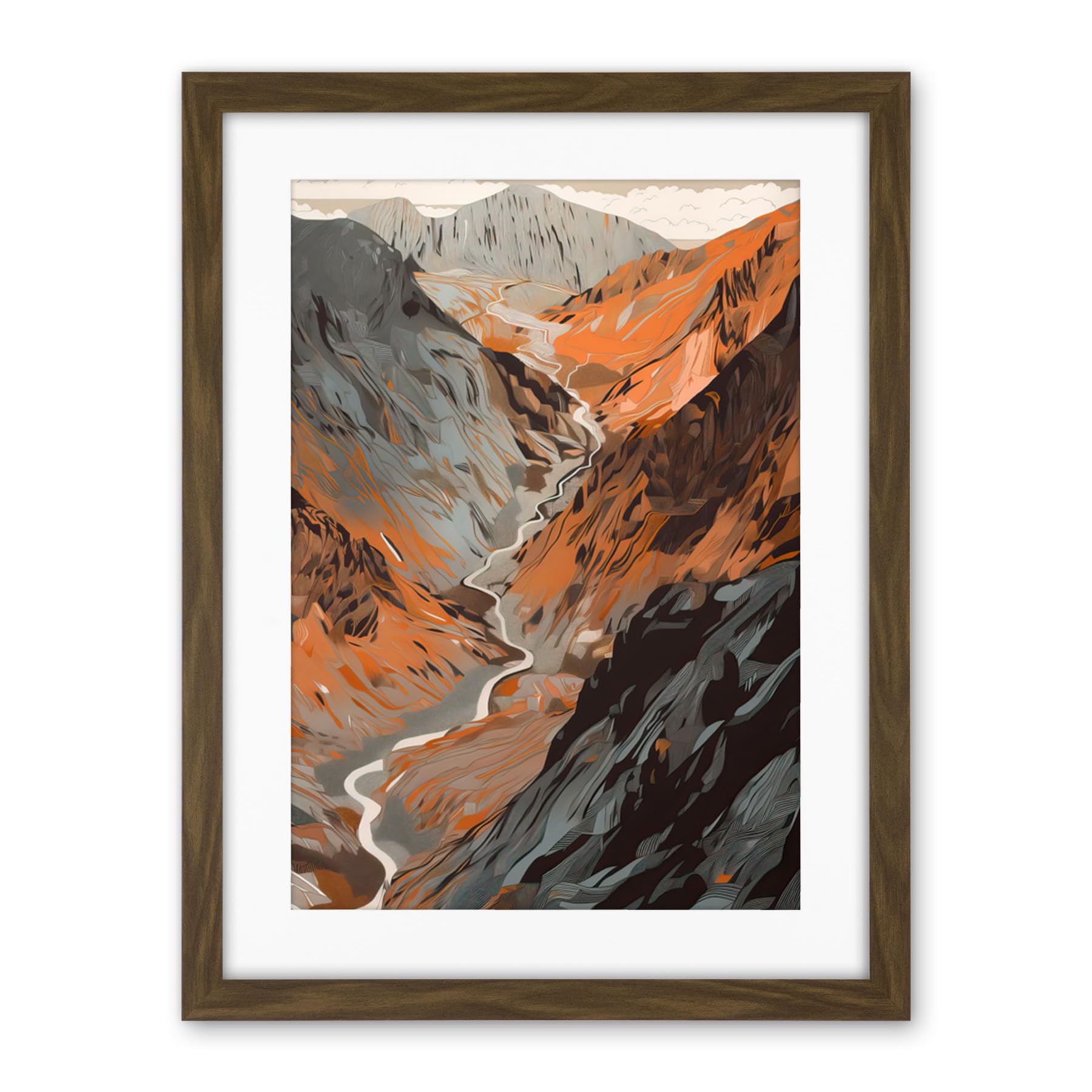 Artery8 Scaffel Pike Hiking Trail Rocky Mountain Landscape Artwork Framed Wall Art Print 18X24 Inch