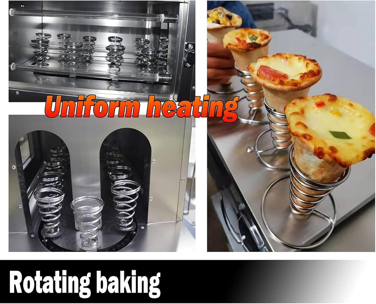 Pizza Cone Oven, Commercial Pizza Cone Making Machine with 5 Rotating Racks, Output: 12 Pieces/4 Minutes, Even Heating, for Baking Pizza Cones