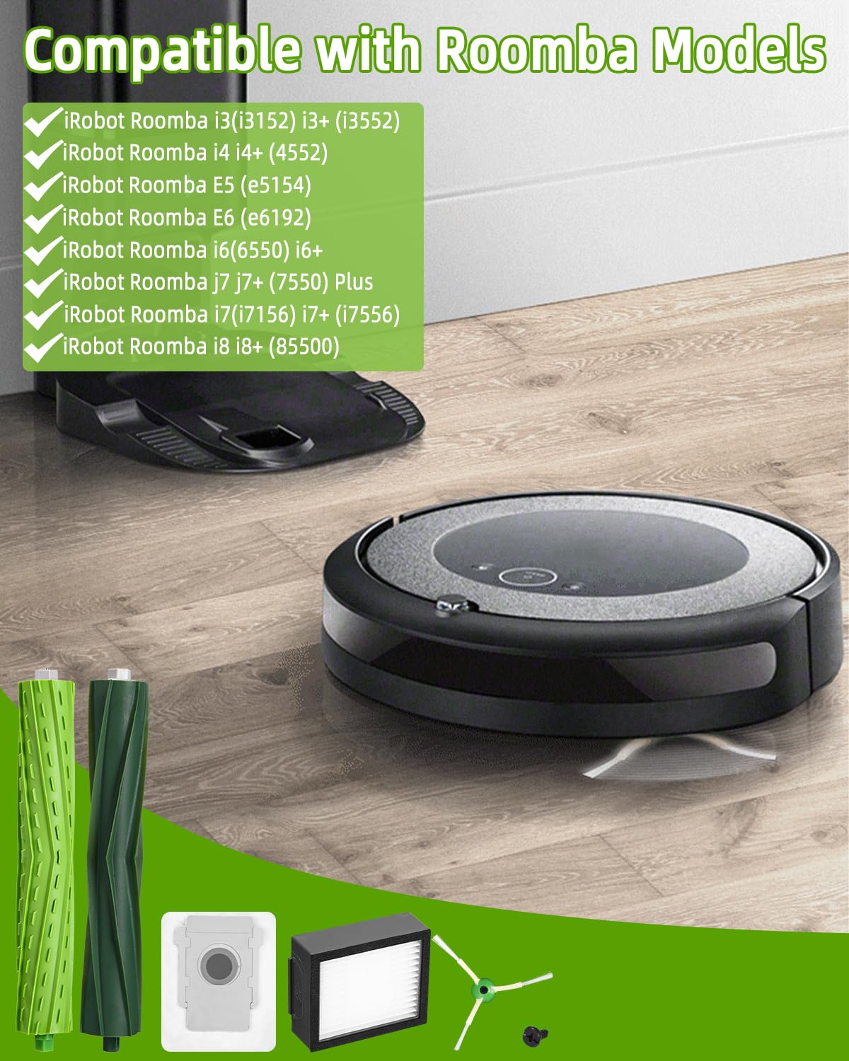 Kit de Accesorios Recambios para iRobot Roomba i7 i7+ j7 j7+ i3 i3+ i4 i4+ E5 E6 Aspiradora, Repuestos para Roomba 3 juegos de Cepillos Principales,10 Filtro,10 Cepillo Lateral,4 Bolsa de Polvo