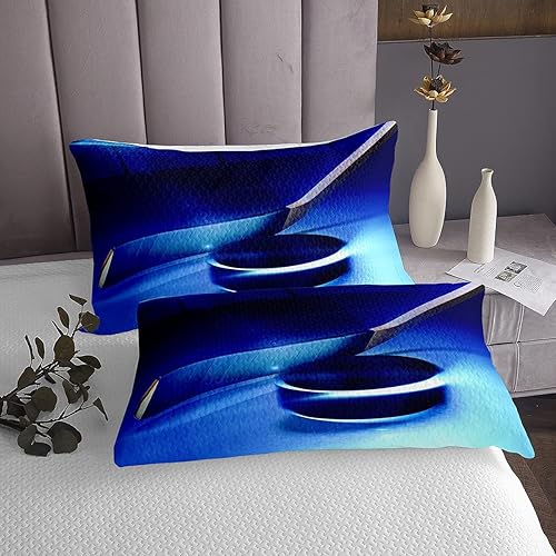 Miniatura 2 de Feelyou Juego de ropa de cama de hockey sobre hielo para niños y niños, 1 colcha con 2 fundas de almohada, tamaño Queen