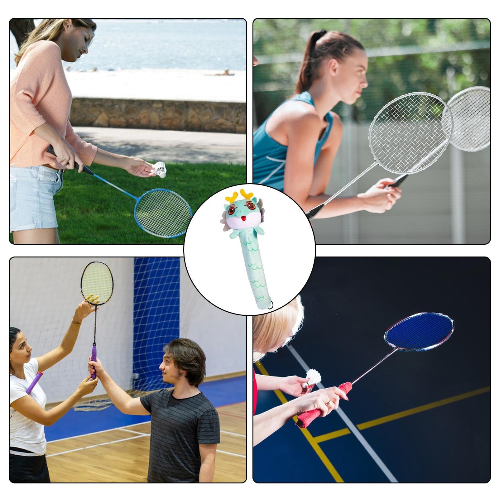 Manchon De Poignée De Raquette De Badminton – Housse De Poignée De Dessin Animé Dragon, Forme De Adorable, Protection Antidérapante Tricotée, Accessoire En Flanelle Robuste | Pratique Du Tennis