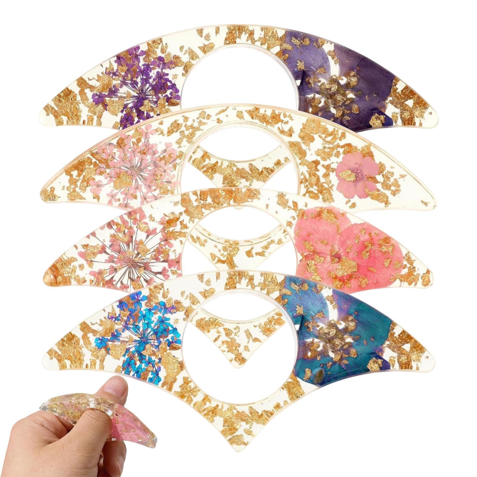Lesezeichen mit Daumen | Set mit 4 Kunst-Lesezeichen, Blumen aus Harz zum Lesen, handgefertigtes Lesezeichen mit Daumen, ideal für Frauen, Lehrer, Freunde, Leser, Geschenk für Geburtstag, Weihnachten