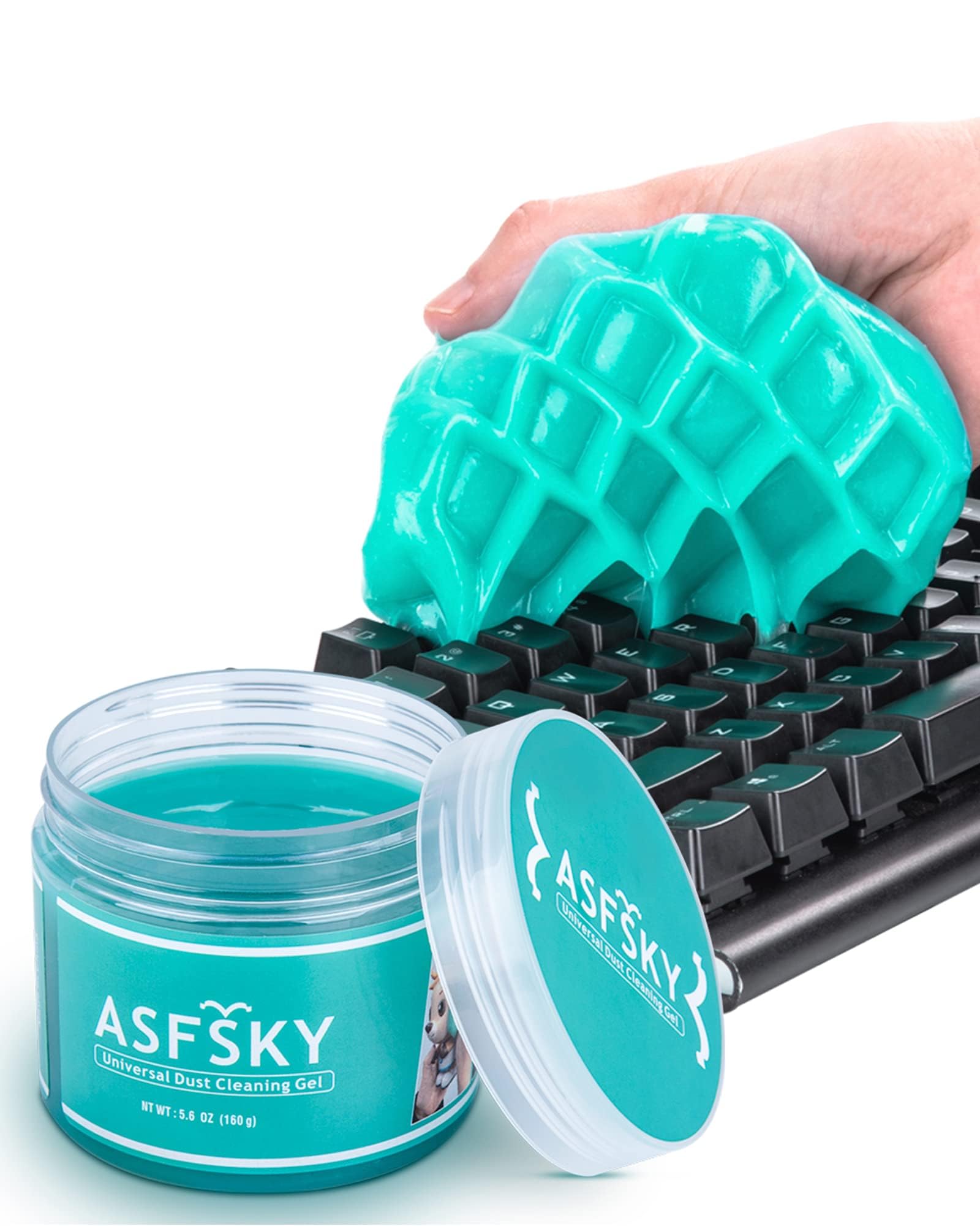 ASFSKY Car Cleaning Gel Kit for Interior, Keyboard Cleaning Gel Dust Cleaner Universal for PC Keyboards, Car Detailing, and Electronics – Reusable Slime for Home & Office (Grün) — image 1