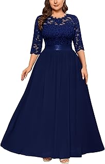 Women's Formal Floral Lace Plus Size Wedding Maxi Dress