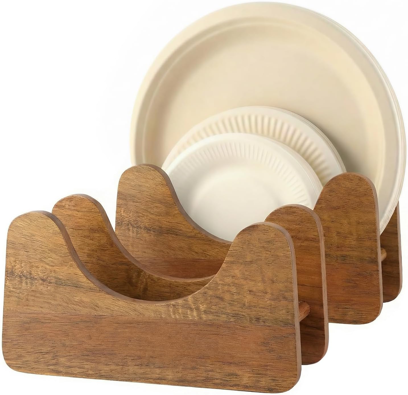 Jevou 2 PCS Paper Plate Dispenser, Space-Saving Storage Organizer for 7-10 inch Disposable Plate, Perfect for Kitchen, Party, RV and Outdoor Use