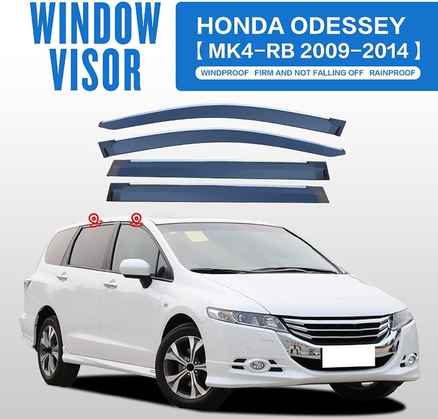 4 Pcs Car Window Wind Deflectors for Odyssey MK4-RB 2009-2012 2013 2014, Front and Rear Side Windows Sun Visors Rain Shield Accessories