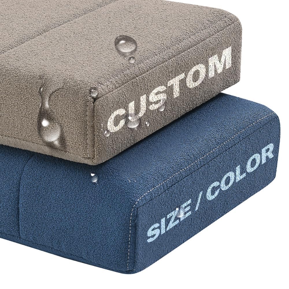 SECXEO Made to Measure Indoor Bench Cushions Waterproof Stain-Resistant Fabric, Custom Size Bay Window Seat Pad with Removable Cover, Ideal for Kitchen Chairs, Dining Benches and more
