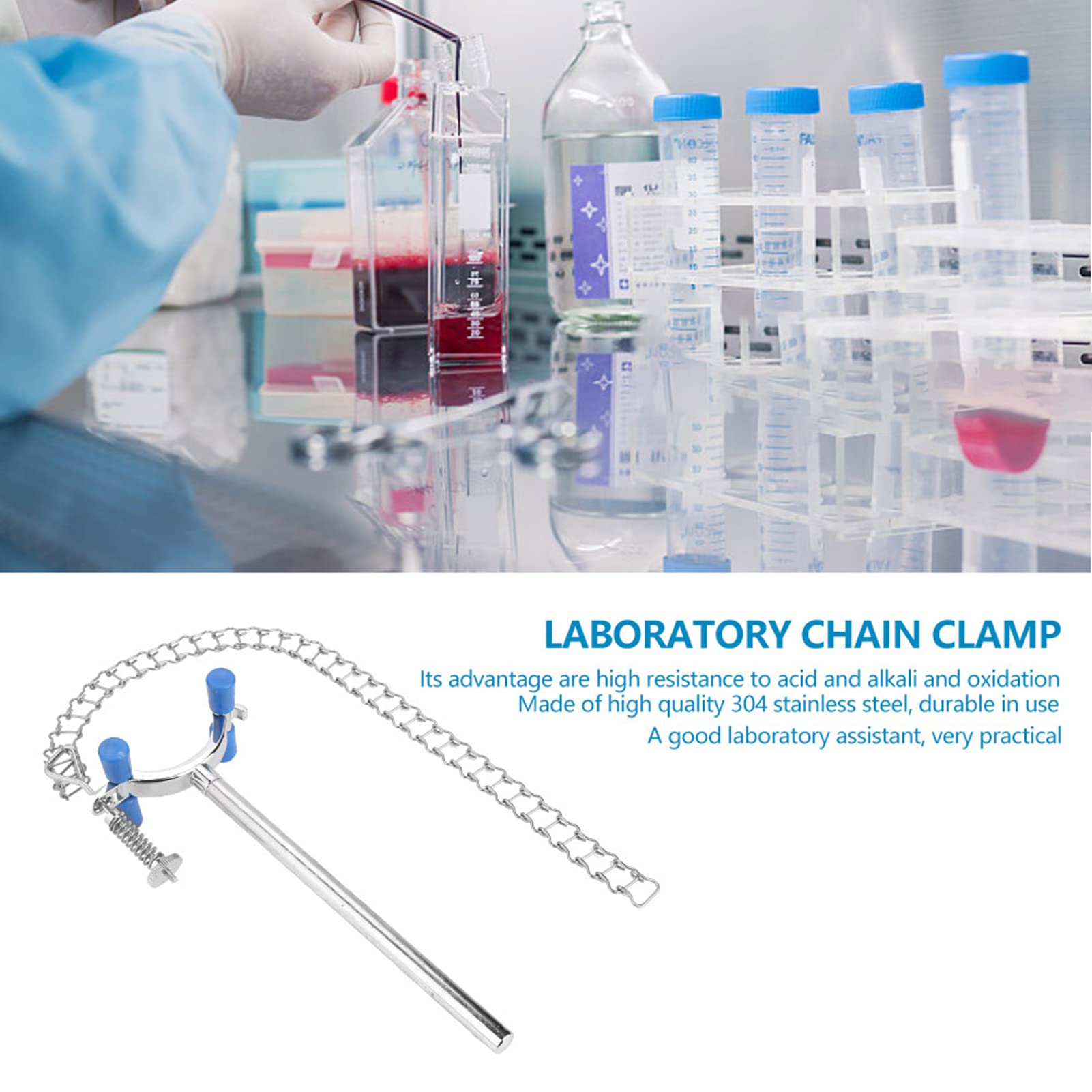 Morsetto a catena da laboratorio, Morsetto a catena per becher, Clip a catena per becher da laboratorio per attrezzature chimiche per fissatore di contenitori per becher
