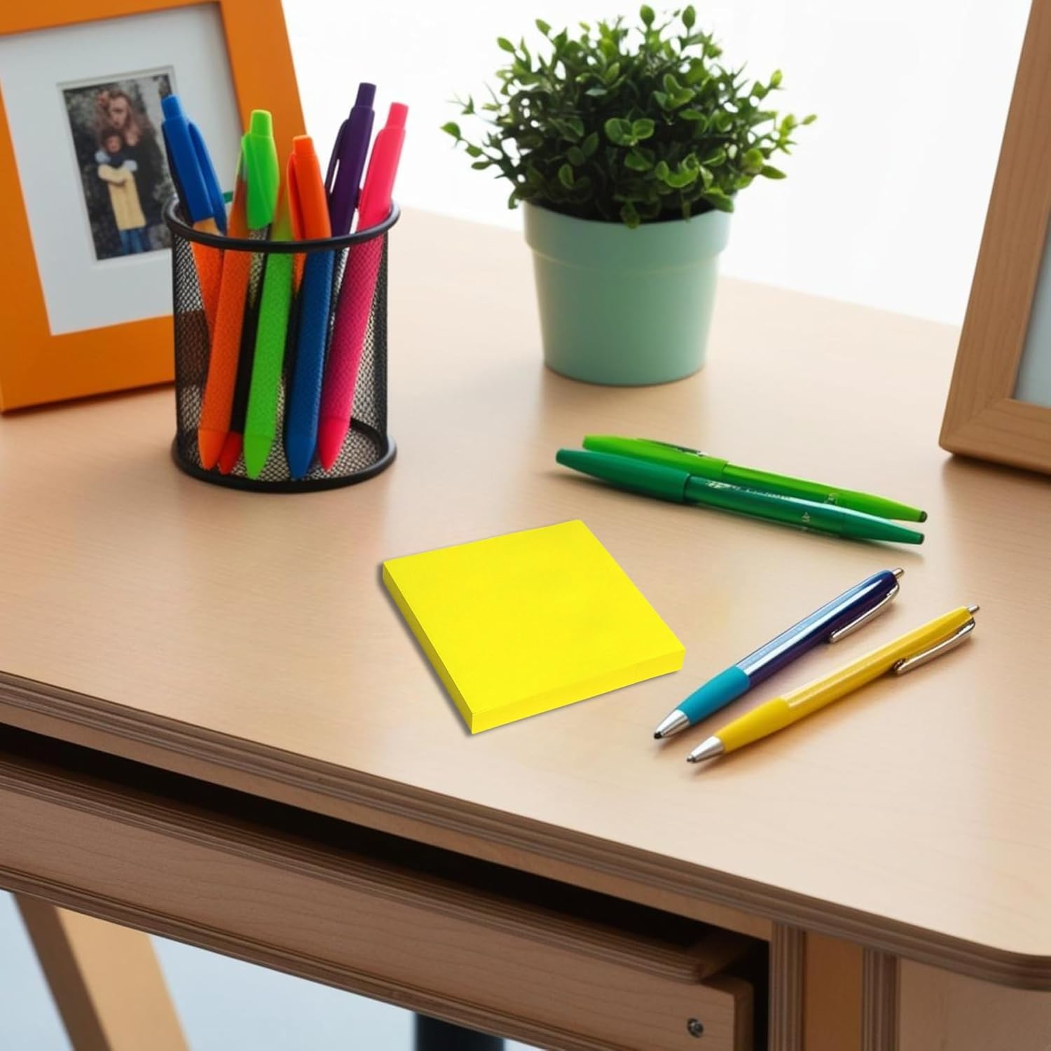 800 Bright Sticky Notes 76x76mm (3"x3") 8 Pads of 100 Sheets, Colourful Memo Notes in Yellow, Pink, Orange, Green or Peach - Image 2