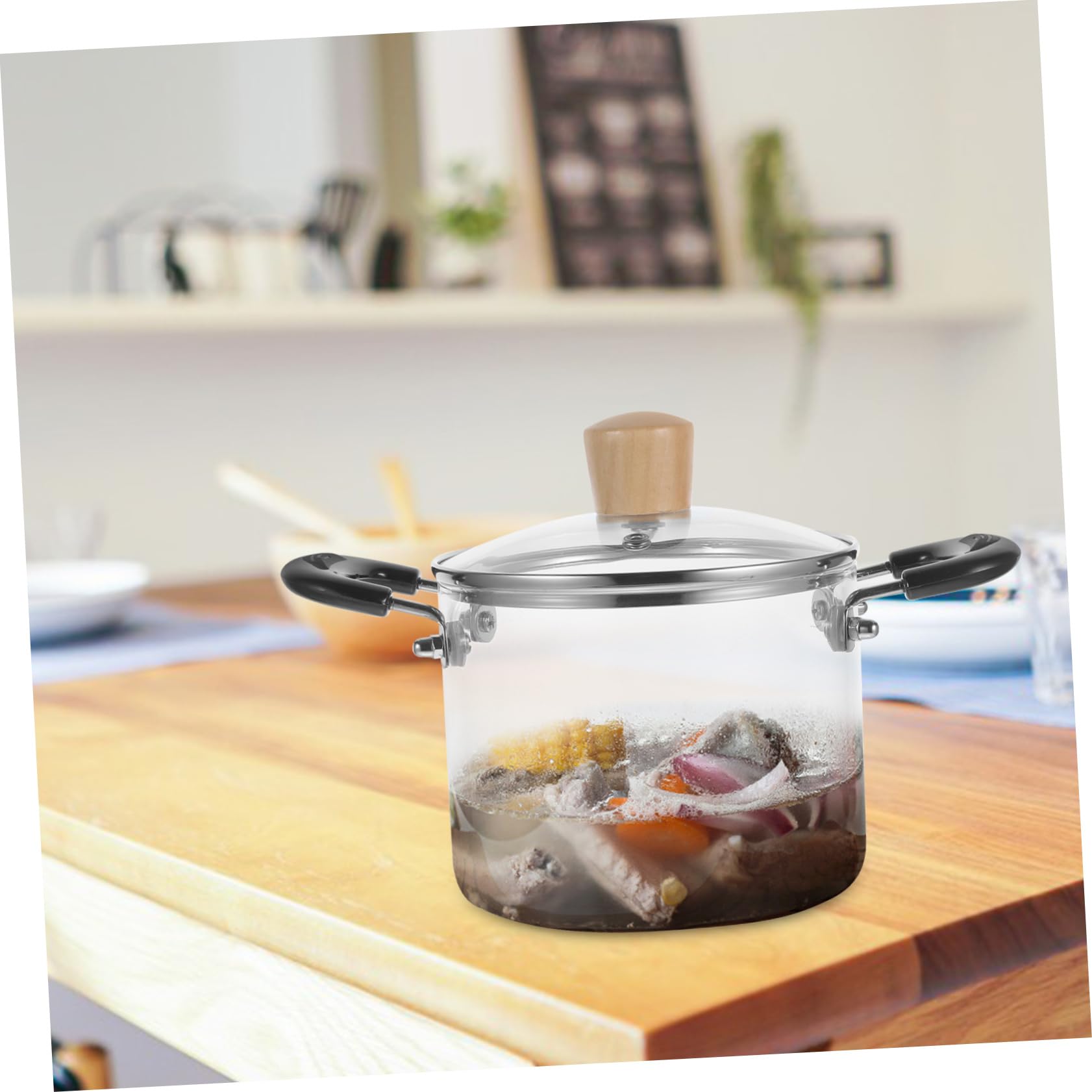 Glassuppentopf 1500ml aus Glas Hitzebeständig mit Deckel | Küchenkochgeschirr für Herd, Klarer Topf für Suppe und Milch, Vielseitig im Haushalt