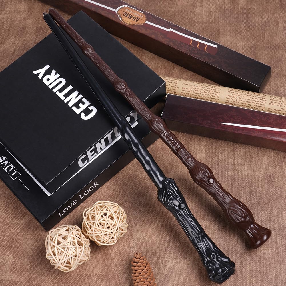 Aomig Bacchetta Magic, Mago Bacchetta con Luce e Suono,Bacchetta Magica in Plastica Magic Giocattolo per Bambini, Cosplay Props Costume da Festa Accessorio (Marrone)