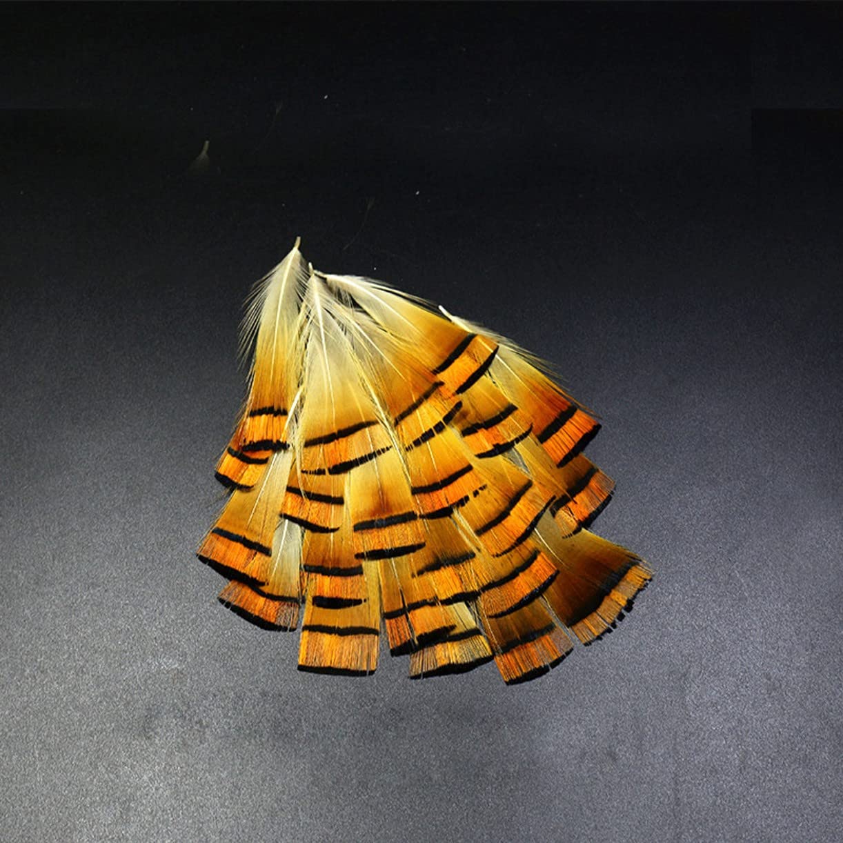 WellieSTR 50PCS (5~8cm) Natural Color Golden Pheasant Head Crest Feather Selected Head Tippet for Coachman Tailling Fly Tying Material