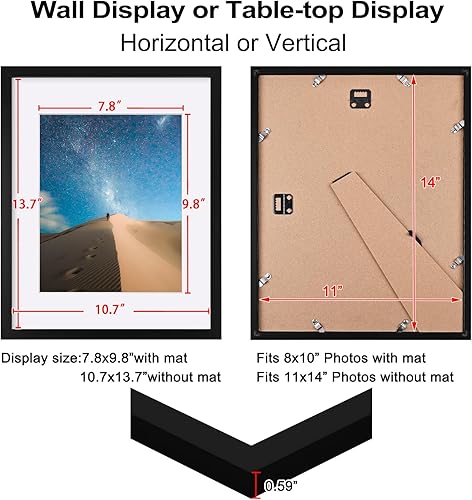 Vista 113 de KINLINK Juego de 2 portarretratos de 6 x 8 pulgadas, marco de fotos de madera mate de 4 x 6 pulgadas con plexiglás para 4 x 6 con paspartú o 6 x 8