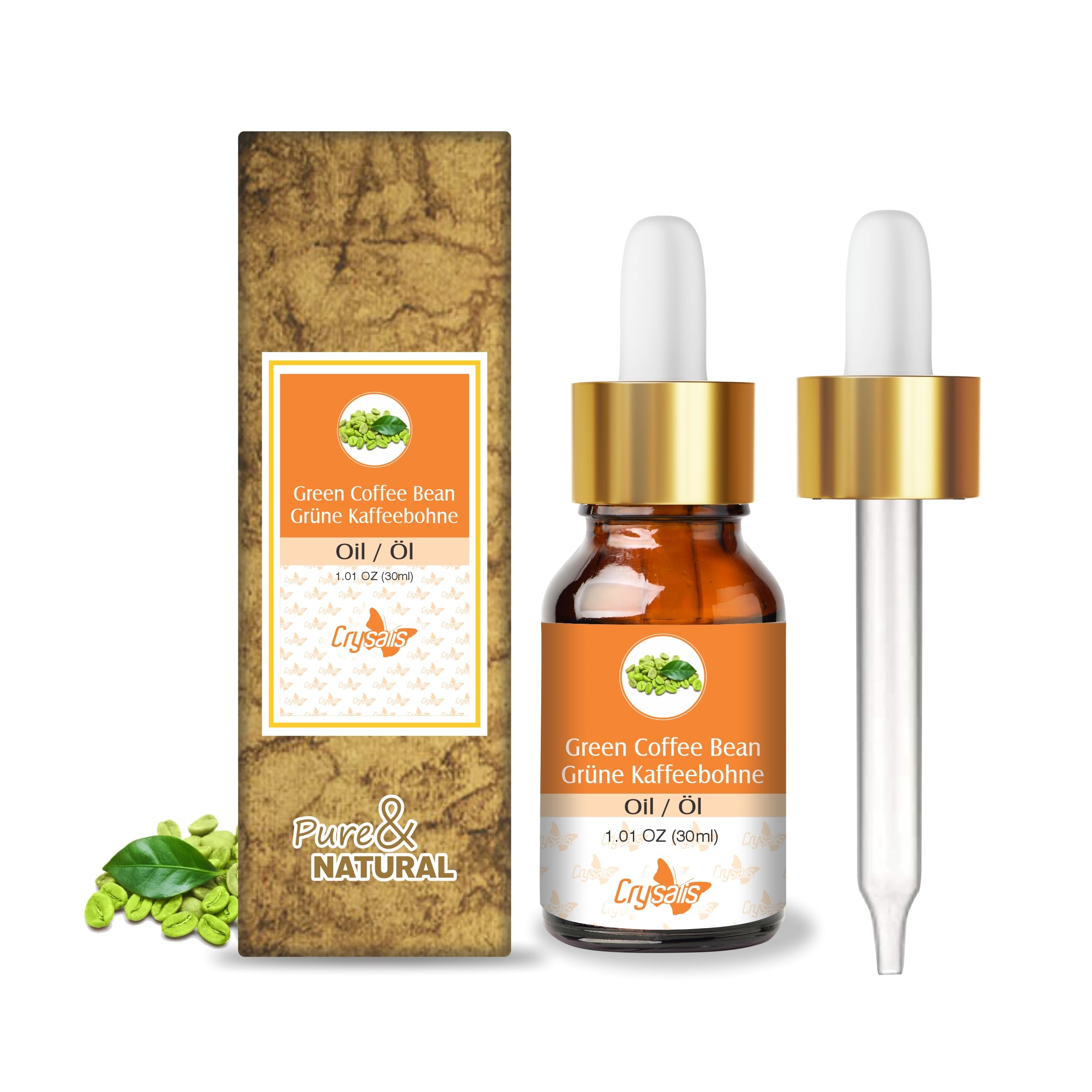 Olio di chicchi di caffè verde Crysalis (Coffea Arabica) – 1,01 Fl Oz (30 ml)
