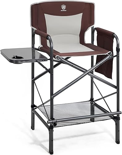 Miniatura 9 de EVER ADVANCED Silla Plegable Alta de 30.7" de Altura del Asiento Silla de Director Taburete de Bar Alto Plegable para Artista de Maquillaje Pintura