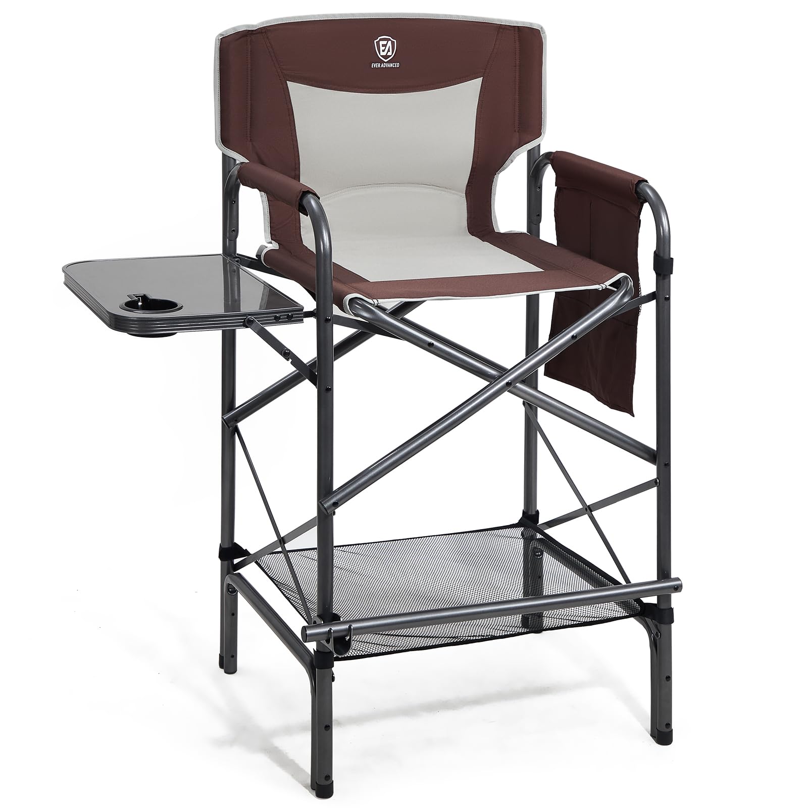 EVER ADVANCED 30.7" Seat Height Directors Chair for Makeup Artist with Side Table Easy Get in Out for Elderly Tall Camping Chair Supports 350lbs Red