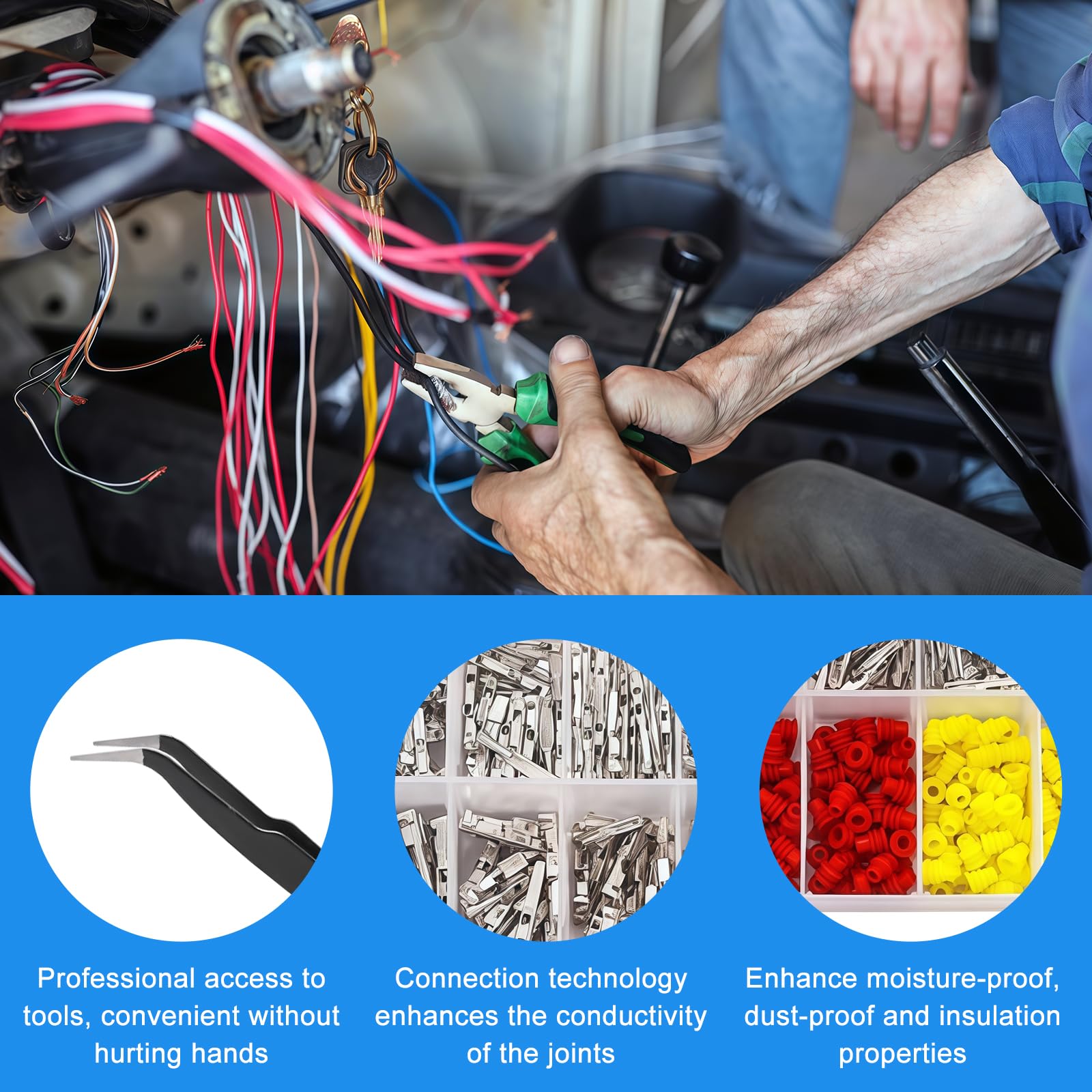 Kit di pin per connettori Sporgo: 755 pezzi connettori per veicoli a 1/1,5/1,8/2,2/2,3/2,5/2,8/3,5 mm maschio e femmina, per rimozione di guarnizioni di fili automobilistici